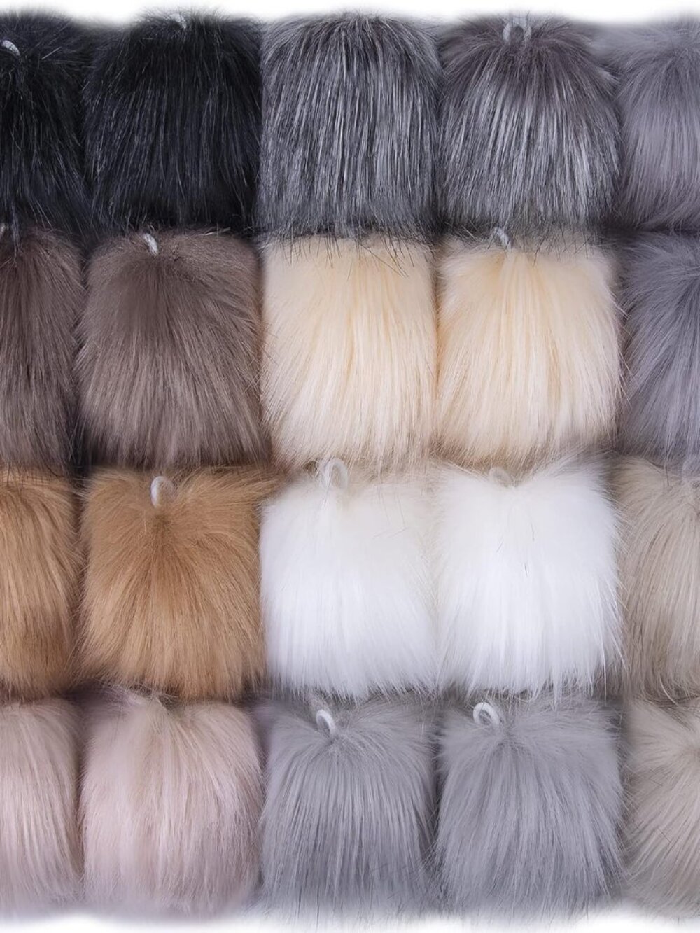 20 Pieces Faux Fur Fluffy Pom Pom for Hats with Elastic Loop